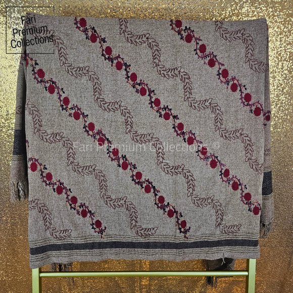 Kashmiri Aari Embroidered Pure Wool Shawl/Wrap/Scarf/Throw Soft & Warm Pakistani - Picture 4 of 9